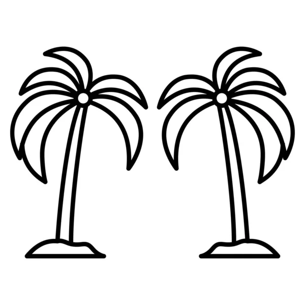 Icône Ligne Océan Mer Pour Palmiers — Image vectorielle