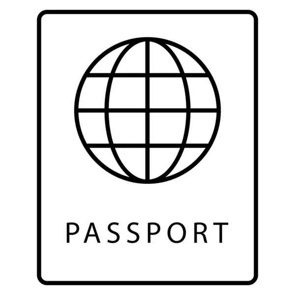 Línea Viaje Icono Pasaporte — Vector de stock