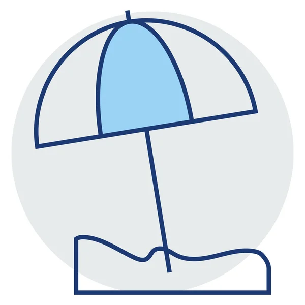Ocean Sea Line Icon Umbrella — Stock Vector