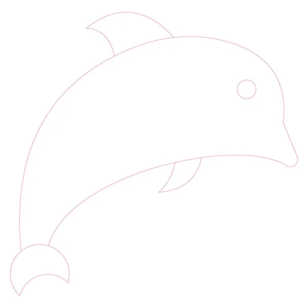 Ocean Sea Line Detailed Icon Dolphin — ストックベクタ