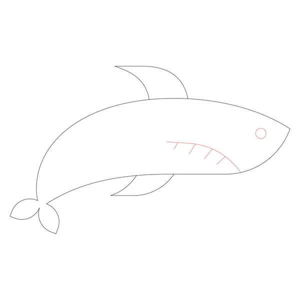 Ocean Sea Line Icon Shark — Stock Vector