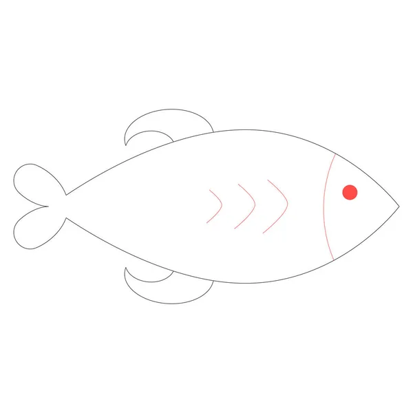 Icono Línea Mar Océano Para Peces — Vector de stock