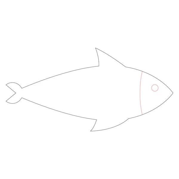 Icono Línea Mar Océano Para Peces — Vector de stock