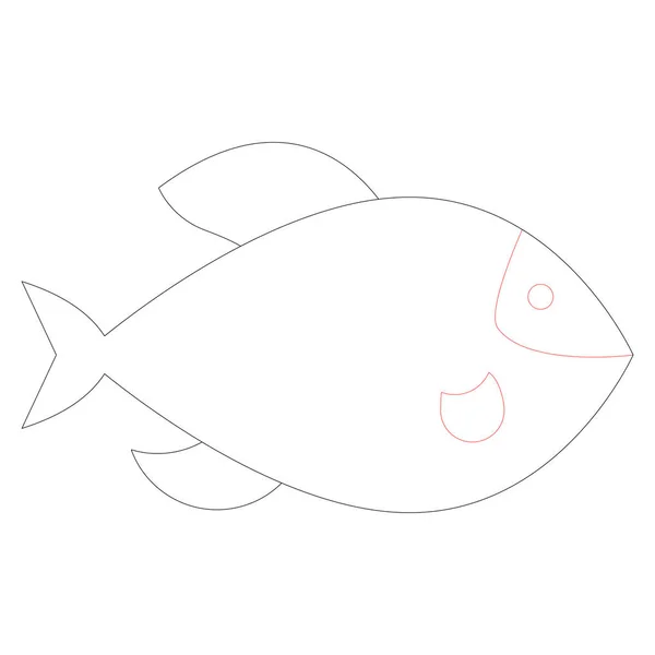 Ocean Sea Line Icon Fish — Stock Vector