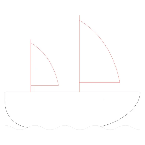 Ocean Sea Line Icon Boat — Stock Vector