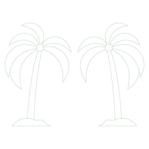 Icône Ligne Océan Mer Pour Palmiers — Image vectorielle