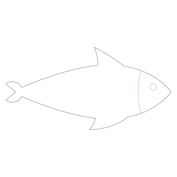 Значок Линии Океана Моря Рыб — стоковый вектор