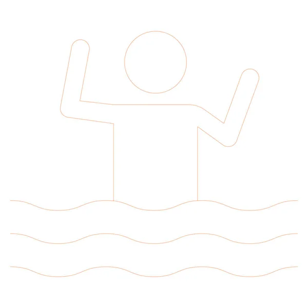 Icono Línea Mar Océano Para Nadar — Vector de stock