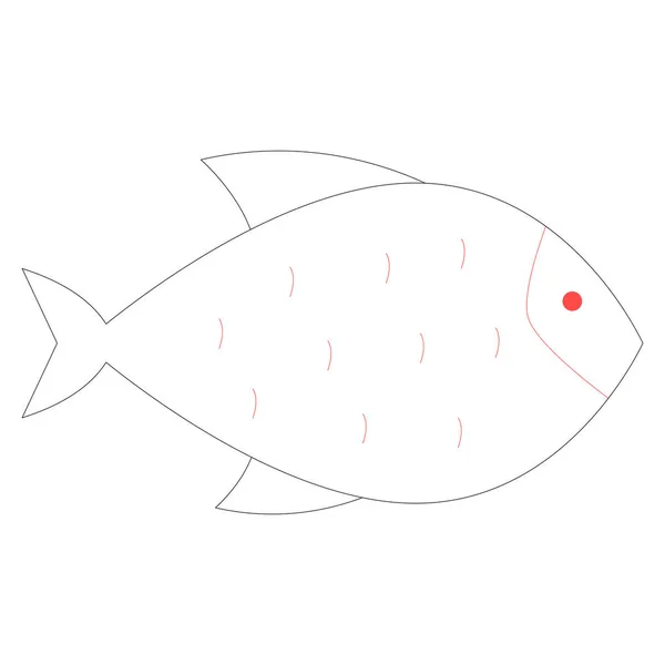 Значок Линии Океана Моря Рыб — стоковый вектор
