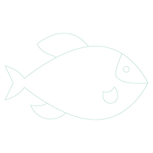 Icono Línea Mar Océano Para Peces — Vector de stock