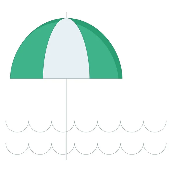 Ozean Und Meereslinie Symbol Für Regenschirm — Stockvektor
