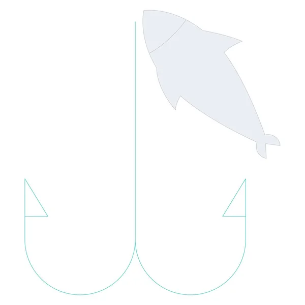 Ocean Sea Line Icon Fishing — 스톡 벡터