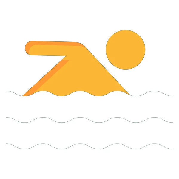 Icona Della Linea Dell Oceano Del Mare Nuoto — Vettoriale Stock