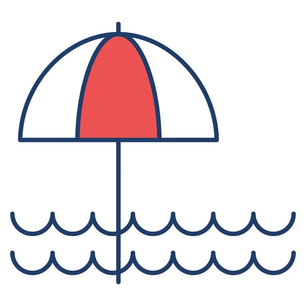 Значок Линии Океана Моря Зонтика — стоковый вектор