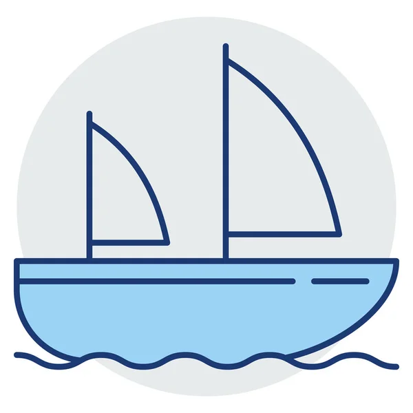 Ocean Sea Line Icon Boat — 스톡 벡터