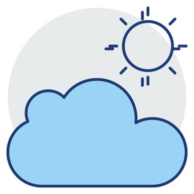 Okyanus ve Deniz Çizgisi simgesi, güneş ve bulut 