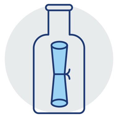 Okyanus ve Deniz Hattı ikonu. Şişedeki mektup.