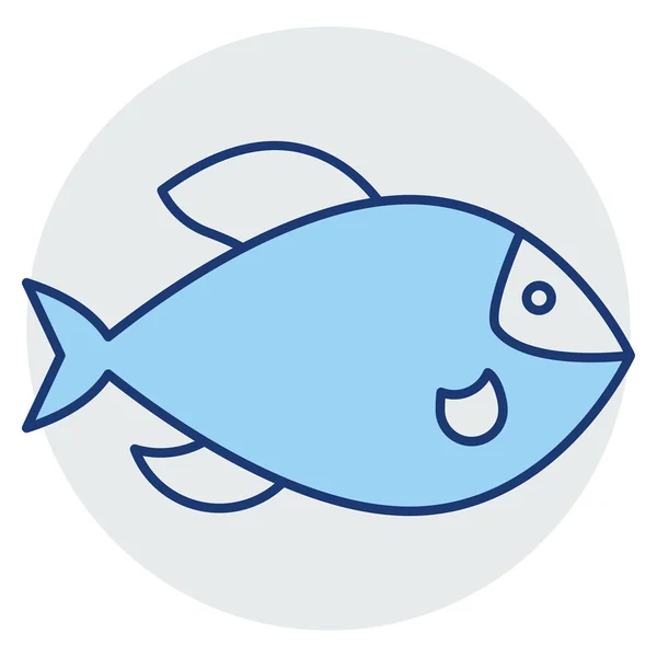Ícone Linha Oceano Mar Para Peixes — Vetor de Stock