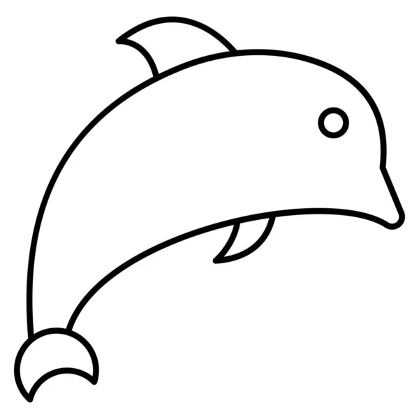 Ocean Sea Line Detailed Icon Dolphin — 스톡 벡터