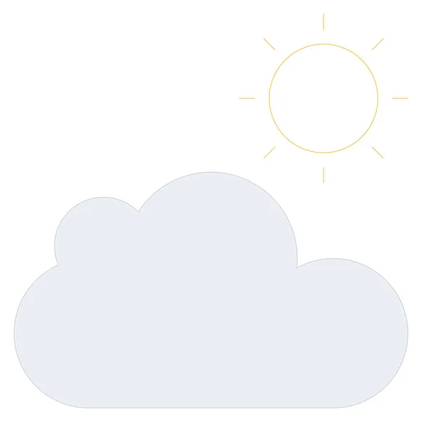 Ocean Sea Line Icon Sun Cloud — Stock Vector