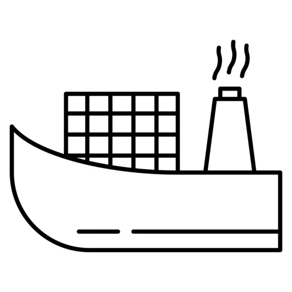 Ícone Linha Oceano Mar Para Barco — Vetor de Stock