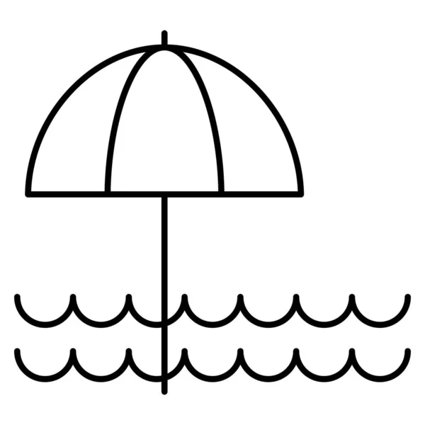 Ocean Sea Line Icon Umbrella — ストックベクタ