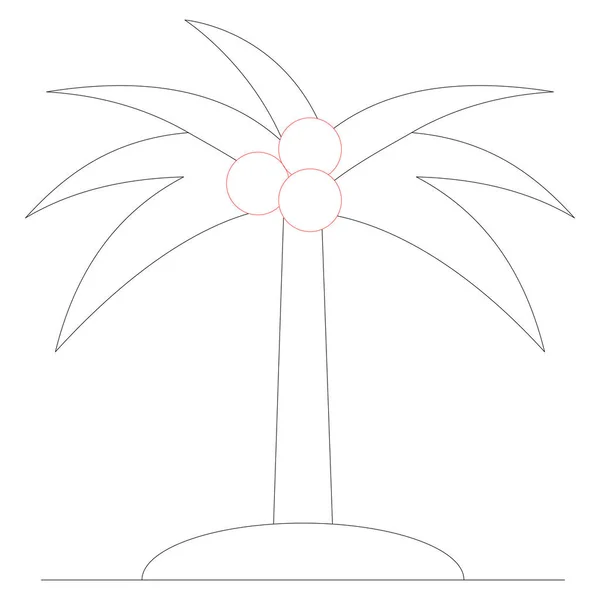 Ocean Sea Line Icono Detallado Palmera — Archivo Imágenes Vectoriales