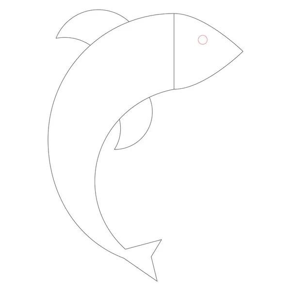 Icono Línea Mar Océano Para Peces — Vector de stock