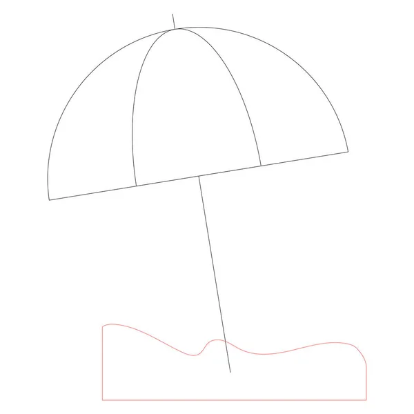Ocean Sea Line Detailed Icon Umbrella — Stock Vector