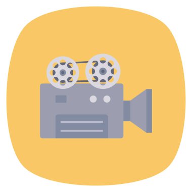Sinema yassı ikonu, vektör illüstrasyonu. kamera