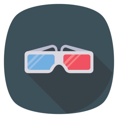 Sinema yassı ikonu, vektör illüstrasyonu. gözlük