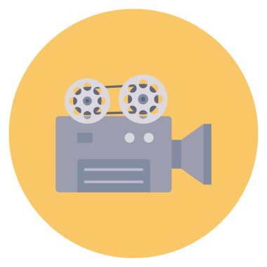 Sinema yassı ikonu, vektör illüstrasyonu. kamera