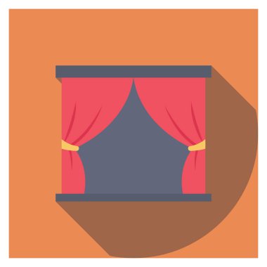 Sinema yassı simgesi, vektör illüstrasyonu.  