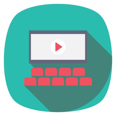 Sinema yassı simgesi, vektör illüstrasyonu.  