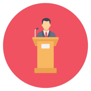 Podyum & konuşması için Yönetim Düz simgesi 