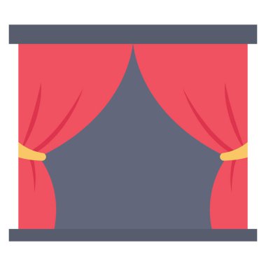 Sinema yassı ikonu, vektör illüstrasyonu. perdeler