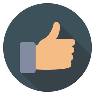 Sinema yassı ikonu, vektör illüstrasyonu. başparmak yukarı