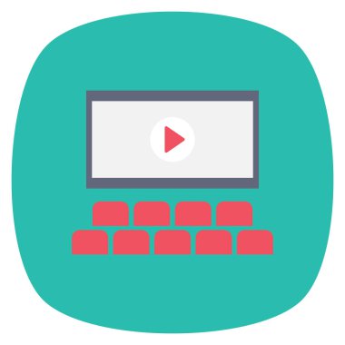 Sinema yassı simgesi, vektör illüstrasyonu.  