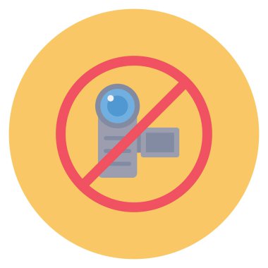 Sinema yassı ikonu, vektör illüstrasyonu. Kamera yok.