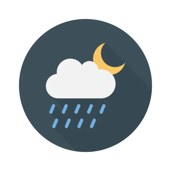 Dag Nacht Platte Pictogrammen Voor Wolken Regen — Stockvector