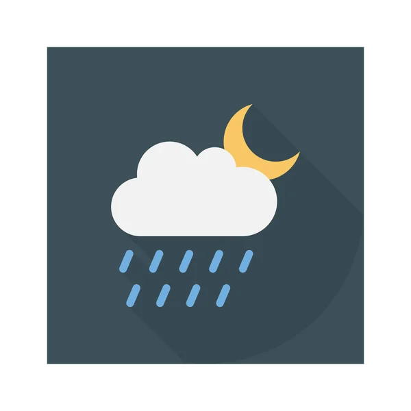 Día Noche Iconos Planos Para Nube Lluvia — Archivo Imágenes Vectoriales