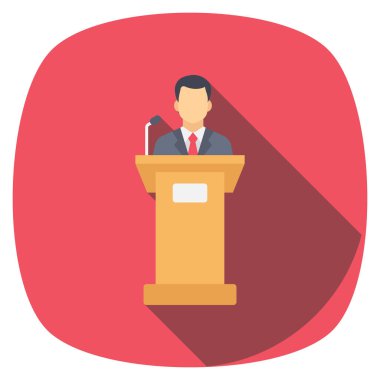 Podyum & konuşması için Yönetim Düz simgesi 