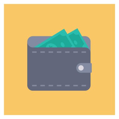 Money Flat icons for purse & money 