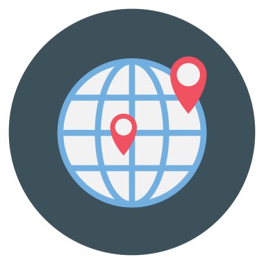 Dünya & iğnesi için Yönetim Düz simgesi 