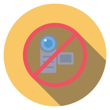 Sinema yassı ikonu, vektör illüstrasyonu. Kamera yok.