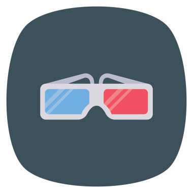 Sinema yassı ikonu, vektör illüstrasyonu. gözlük