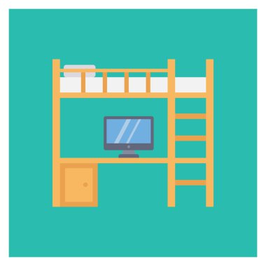 Yatak & tablosu için Mobilya Düz simgeleri