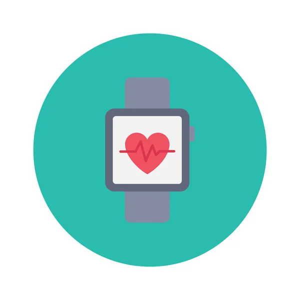 Vida Sana Icono Plano Para Reloj Corazón — Vector de stock