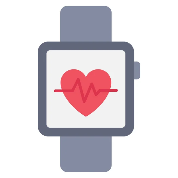 Vida Sana Icono Plano Para Reloj Corazón — Vector de stock