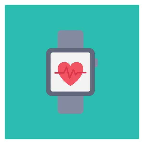 Vida Sana Icono Plano Para Reloj Corazón — Vector de stock